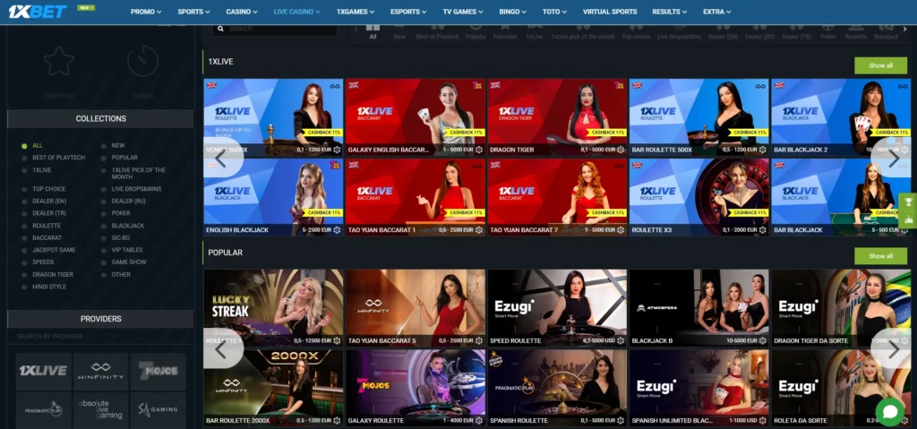 Live dealer games in Live Casino at 1xBet Malaysia