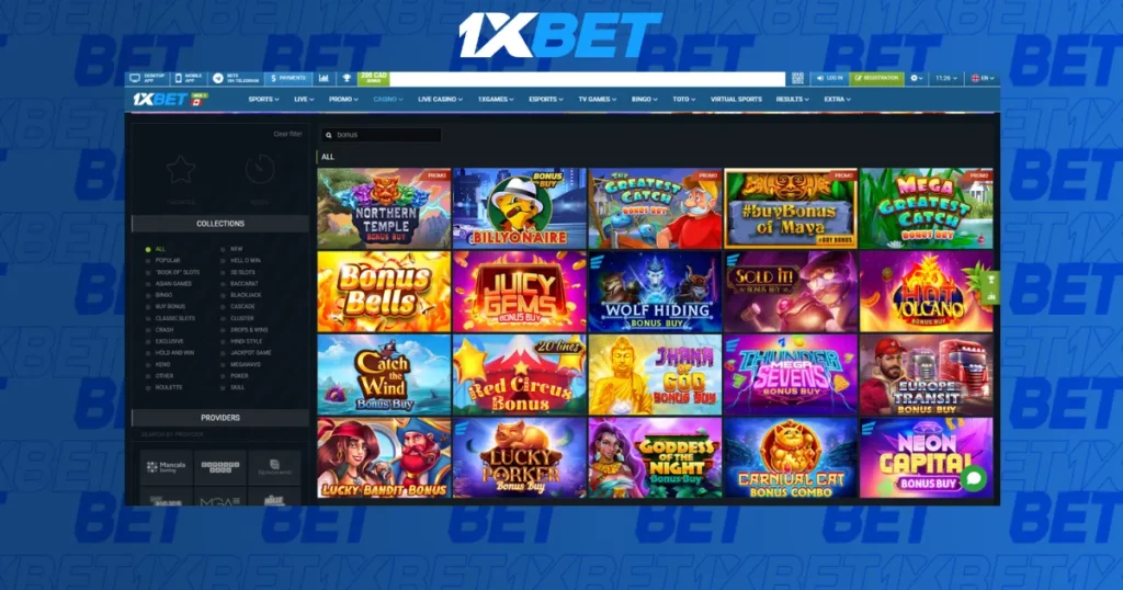 1xBet Malaysia 桌面应用程序中的在线赌场功能