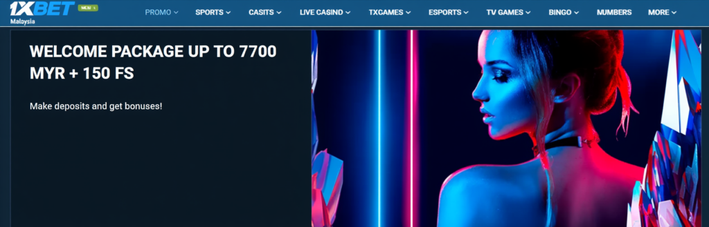 Welcome package bonus 7700 MYR at 1xBet Malaysia